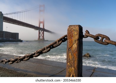 view of Golden Gate bridge from fort point side in San Francisco, California, USA