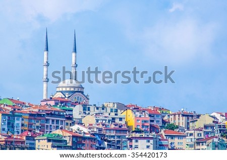 Similar – Foto Bild Panoramablick auf die Altstadt von Manarola in Italien