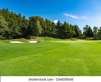 View of Golf Course with beautiful green field. Golf course with a rich green turf beautiful scenery.