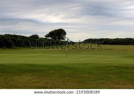 View of golf course fairway and putting green