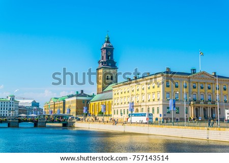 View of the Goteborg city museum and tyska kirkan church, Sweden
