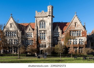 View of Gothic architecture on the campus quadrangle of the University of Chicago on an autumn afternoon. - Powered by Shutterstock