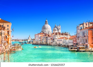 View of Grand Canal and Basilica Santa Maria della Salute in Venice