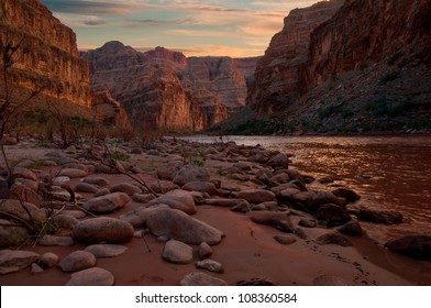 View Of The Grand Canyon From A Campsite On The Colorado River.