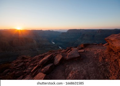 View Of The Grand Canyon On Sunset, From The Guano Point, In A Land Belongings To The Hualapai Tribe.