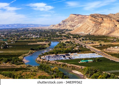 View of Grand Junction, Colorado With the Colorado River - Shutterstock ID 348399362