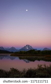 View of the Grand Teton Mountains From Oxbow Bend on the Snake River in Grand Teton National Park, Wyoming, United States