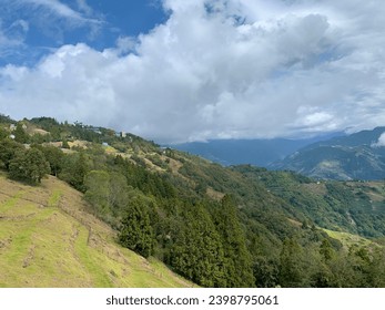 View of the grassy hills in Nantou County, Taiwan