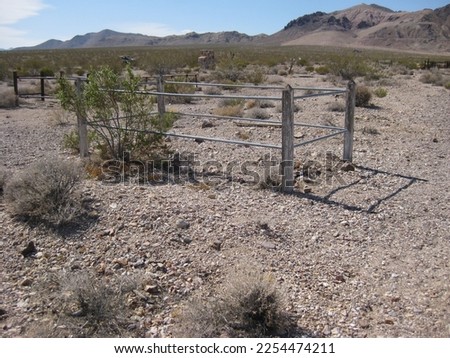 View of Graves in Bullfrog Rhyolite Cemetery, Nevada Desert