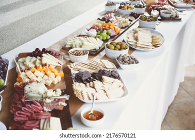 A view of a grazing table, seen at a local catered event. - Shutterstock ID 2176570121