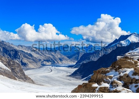View of Great Aletsch Glacier, the largest glacier in the Alps and UNESCO heritage, in Canton of Valais, Switzerland Foto d'archivio © 