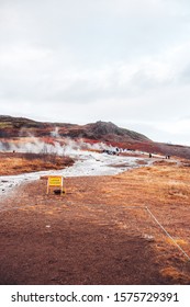 View Of The Great Geyser, Geysir In Iceland.