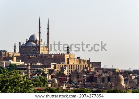 View of the Great Mosque of Muhammad Ali Pasha, a mosque situated in the Citadel of Cairo and one of the main tourist attractions of this city, capital of Egypt