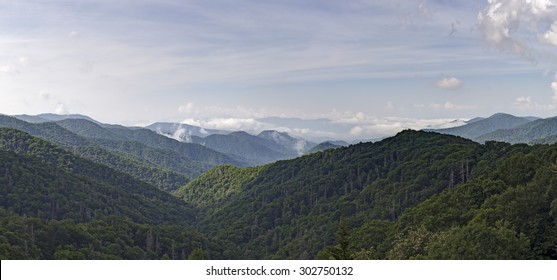 View Of The Great Smoky Mountains From Newfound Gap Road Overlook.