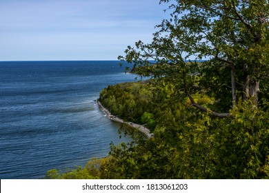 View Of Green Bay On Lake Michigan From Door Bluff Headlands Park, Door County, Wisconsin, USA