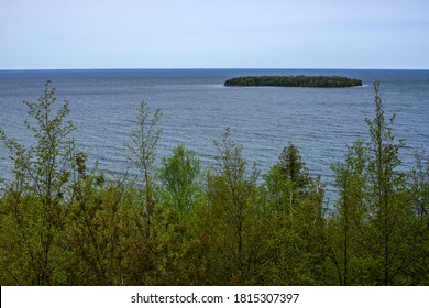 View Of Green Bay On Lake Michigan From  Eagle Panorama, Door Bluff Headlands Park, Door County, Wisconsin, USA