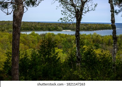 View Of Green Bay On Lake Michigan From Door Bluff Headlands Park, Door County, Wisconsin, USA