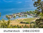 A view of Green Bay subdivision and Okanagan Lake from Mount Boucherie in West Kelowna British Columbia Canada in the summer