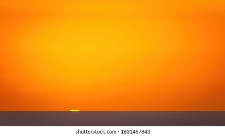 View Of Green Flash Optical Effect After Sunset At Tasman Sea