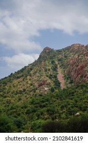 View Of Green Lushy Mountains Of Udaipur With Beautiful Sky