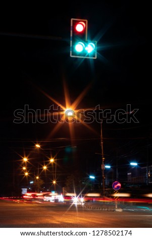 Similar – Nachtflug Ampel Unschärfe