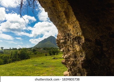 View Of Gros Piton In A Cave, St Lucia