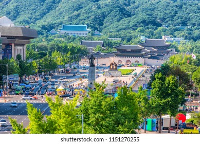 View Of Gwanghwamun Square Seoul City Korea:30 July 2018