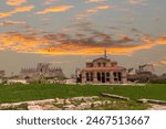 View of Hagia Sophia Mosque, Ancient Mosque Enez (Ainos) Fatih Mosque, built in the 12th century and converted into a mosque in 1455, and Enez (Ainos) castle.