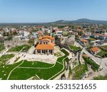 View of Hagia Sophia Mosque, Ancient Mosque Enez (Ainos) Fatih Mosque, built in the 12th century and converted into a mosque in 1455, and Enez (Ainos) castle.