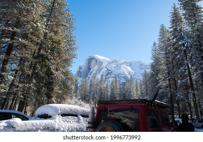 View Of Half Dome From Curry Village Carpark. 