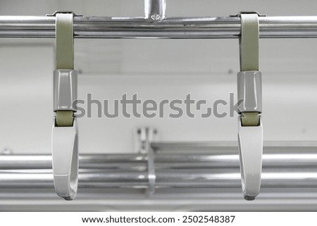 View of the hand grip in the subway train