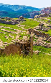 View of Hasankeyf Gaur Valley Ruins. April 18, 2024. Batman, Turkey.