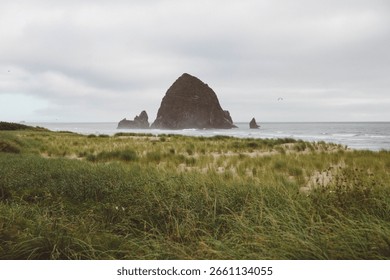 View of Haystack Rock in Cannon Beach, Oregon