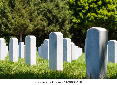 View Of Headstones In Camp Butler National Cemetery, American Military Burial Place