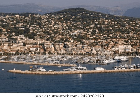 View from helicopter of golfe juan, provence, cote d'azur, french riviera, france, mediterranean, europe