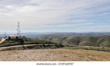 View of the highest point in the Eastern Algarve, Alcaria do Cume, 525 meters above sea level. Near Santa Catarina da Fonte do Bispo, Tavira, Portugal on an autumn day