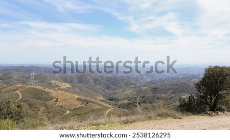 View of the highest point in the Eastern Algarve, Alcaria do Cume, 525 meters above sea level. Near Santa Catarina da Fonte do Bispo, Tavira, Portugal on an autumn day