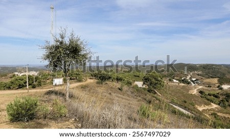 View of the highest point in the Eastern Algarve, Alcaria do Cume, 525 meters above sea level. Near Santa Catarina da Fonte do Bispo, Tavira, Portugal on an autumn day
