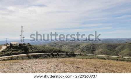 View of the highest point in the Eastern Algarve, Alcaria do Cume, 525 meters above sea level. Near Santa Catarina da Fonte do Bispo, Tavira, Portugal on an autumn day