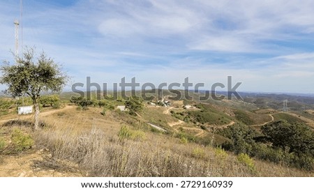 View of the highest point in the Eastern Algarve, Alcaria do Cume, 525 meters above sea level. Near Santa Catarina da Fonte do Bispo, Tavira, Portugal on an autumn day
