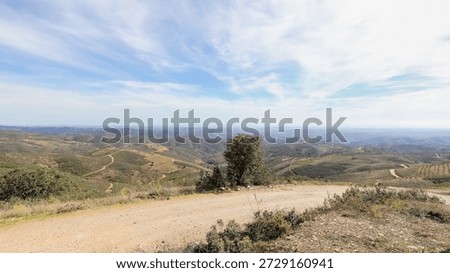 View of the highest point in the Eastern Algarve, Alcaria do Cume, 525 meters above sea level. Near Santa Catarina da Fonte do Bispo, Tavira, Portugal on an autumn day