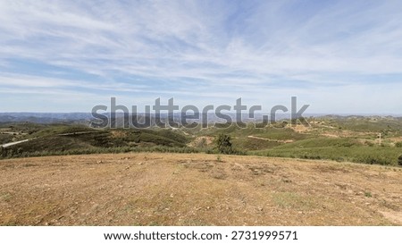 View of the highest point in the Eastern Algarve, Alcaria do Cume, 525 meters above sea level. Near Santa Catarina da Fonte do Bispo, Tavira, Portugal on an autumn day