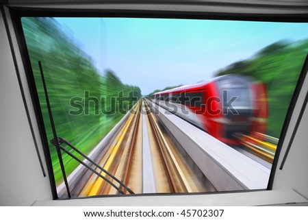 view of high-speed way for train from cabin of machinist Stock photo © 