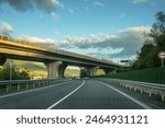 View of the highway bridge in southern Slovakia.Early spring.