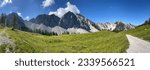 View from the hiking trail to Klagenfurt Hut in the Karawank mountain range in the Austrian state of Carinthia