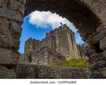 View Of The Hilltop Medieval Castle Of Pombal, Built In The 12th Century And Donated To The Knights Templar In Order To Defend Coimbra, Central Portugal