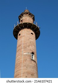 view of the historic 19th century stone pharos lighthouse in fleetwood lancashire