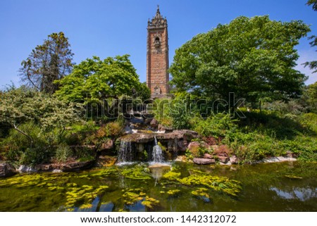 A view of the historic Cabot Tower, located in Brandon Hill Park in the city of Bristol, UK. 