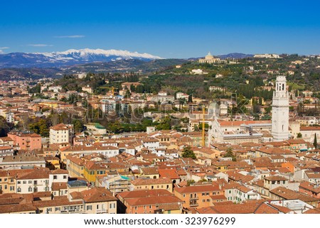 Similar – Image, Stock Photo View of the roofs of Verona from Torre dei Lamberti