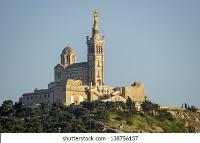 View of the historic church "Notre Dame de la Garde" in Marseille in South France